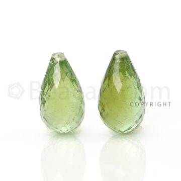 2 pcs - Light Green - Tourmaline Faceted Drops (AAA) - 9.69 cts. (TFD1025)