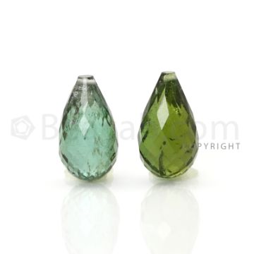 2 pcs - Dark Green - Tourmaline Faceted Drops (AAA) - 8.25 cts. (TFD1029)