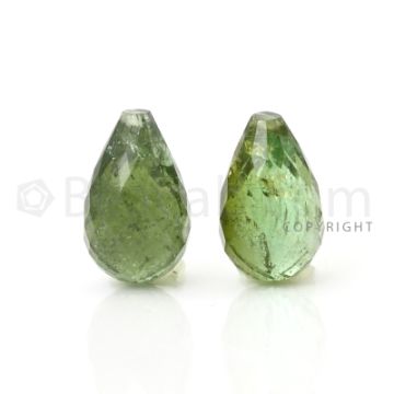 2 pcs - Medium Green - Tourmaline Faceted Drops (AAA) - 11.80 cts. (TFD1031)