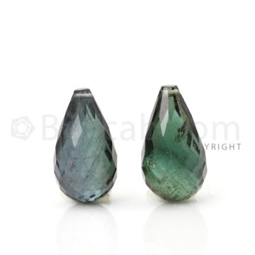 2 pcs - Dark Green - Tourmaline Faceted Drops (AAA) - 10.26 cts. (TFD1036)