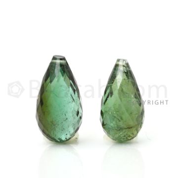 2 pcs - Medium Green - Tourmaline Faceted Drops (AAA) - 11.28 cts. (TFD1037)