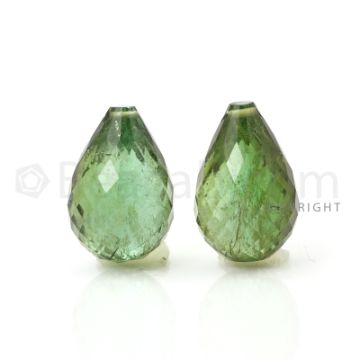 2 pcs - Medium Green - Tourmaline Faceted Drops (AAA) - 13.35 cts. (TFD1039)