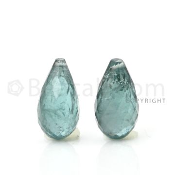 2 pcs - Medium Green - Tourmaline Faceted Drops (AAA) - 10.34 cts. (TFD1043)