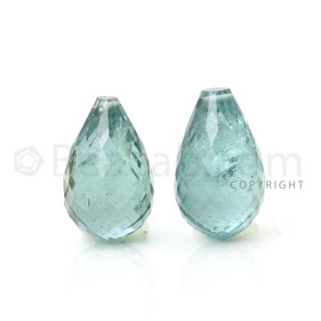2 pcs - Light Green - Tourmaline Faceted Drops (AAA) - 27.84 cts. (TFD1044)