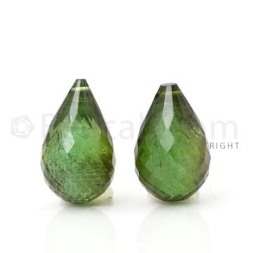 2 pcs - Dark Green - Tourmaline Faceted Drops (AAA) - 14.21 cts. (TFD1047)