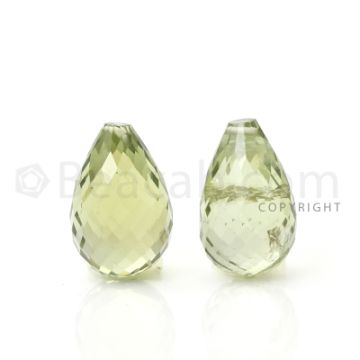 2 pcs - Light Green - Tourmaline Faceted Drops (AAA) - 11.83 cts. (TFD1049)
