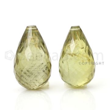 2 pcs - Light Green - Tourmaline Faceted Drops (AAA) - 22.59 cts. (TFD1050)