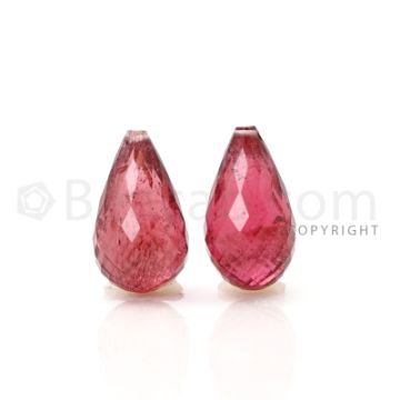 2 pcs - Medium Pink - Tourmaline Faceted Drops (AAA) - 14.06 cts. (TFD1057)