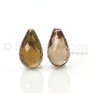 2 pcs - Brown - Tourmaline Faceted Drops (AAA) - 17.45 cts. (TFD1058)
