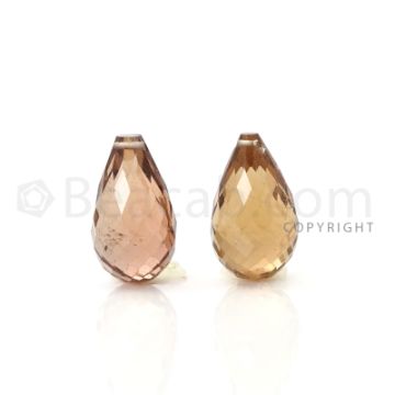 2 pcs - Light Brown - Tourmaline Faceted Drops (AAA) - 12.05 cts. (TFD1061)