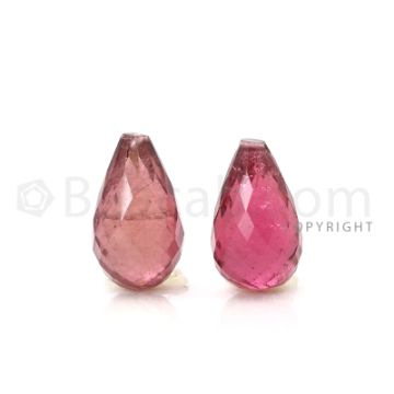 2 pcs - Medium Pink - Tourmaline Faceted Drops (AAA) - 10.85 cts. (TFD1064)