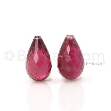 2 pcs - Medium Pink - Tourmaline Faceted Drops (AAA) - 12.86 cts. (TFD1065)