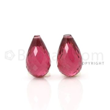2 pcs - Medium Pink - Tourmaline Faceted Drops (AAA) - 11.62 cts. (TFD1066)