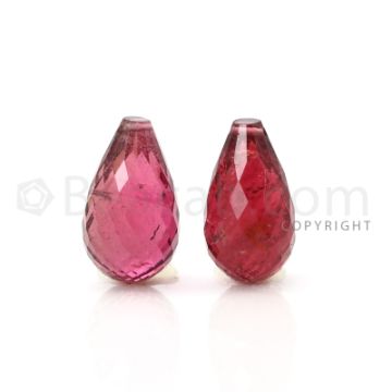 2 pcs - Medium Pink - Tourmaline Faceted Drops (AAA) - 14.03 cts. (TFD1067)