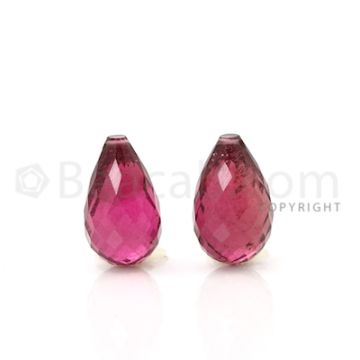 2 pcs - Medium Pink - Tourmaline Faceted Drops (AAA) - 9.27 cts. (TFD1068)