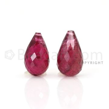 2 pcs - Medium Pink - Tourmaline Faceted Drops (AAA) - 11.68 cts. (TFD1069)