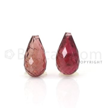 2 pcs - Medium Pink - Tourmaline Faceted Drops (AAA) - 8.46 cts. (TFD1071)