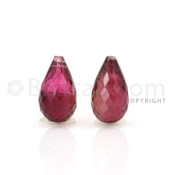 2 pcs - Medium Pink - Tourmaline Faceted Drops (AAA) - 8.51 cts. (TFD1072)
