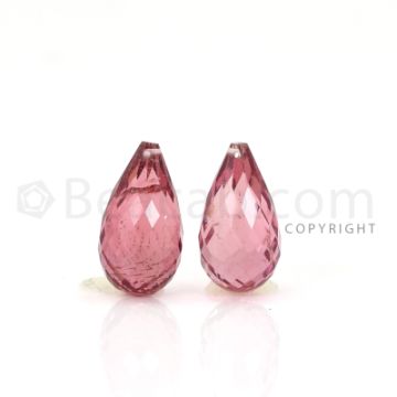2 pcs - Medium Pink - Tourmaline Faceted Drops (AAA) - 7.92 cts. (TFD1073)