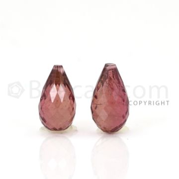 2 pcs - Medium Pink - Tourmaline Faceted Drops (AAA) - 8.22 cts. (TFD1074)
