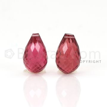 2 pcs - Medium Pink - Tourmaline Faceted Drops (AAA) - 9.71 cts. (TFD1075)