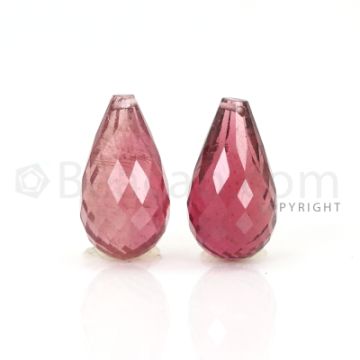 2 pcs - Medium Pink - Tourmaline Faceted Drops (AAA) - 12.50 cts. (TFD1076)