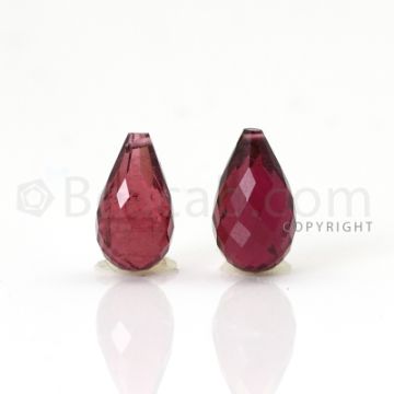 2 pcs - Medium Pink - Tourmaline Faceted Drops (AAA) - 7.23 cts. (TFD1077)