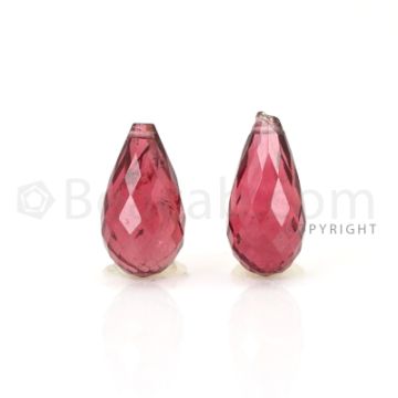 2 pcs - Medium Pink - Tourmaline Faceted Drops (AAA) - 7.61 cts. (TFD1078)
