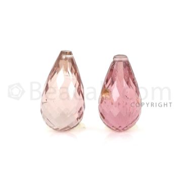 2 pcs - Light Pink - Tourmaline Faceted Drops (AAA) - 12.02 cts. (TFD1079)