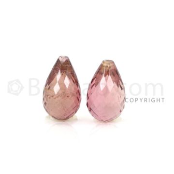 2 pcs - Medium Pink - Tourmaline Faceted Drops (AAA) - 13.17 cts. (TFD1080)