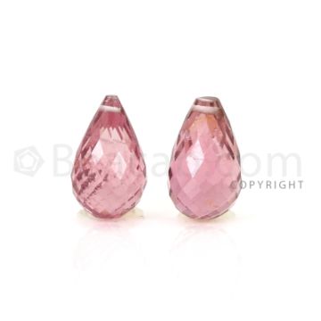 2 pcs - Medium Pink - Tourmaline Faceted Drops (AAA) - 10.57 cts. (TFD1081)