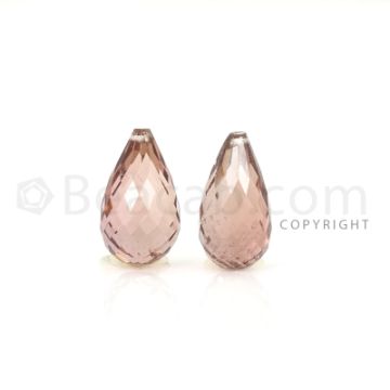 2 pcs - Medium Pink - Tourmaline Faceted Drops (AAA) - 10.79 cts. (TFD1082)