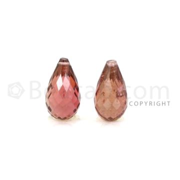 2 pcs - Medium Pink - Tourmaline Faceted Drops (AAA) - 9.96 cts. (TFD1083)