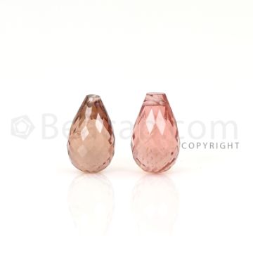 2 pcs - Medium Pink - Tourmaline Faceted Drops (AAA) - 8.99 cts. (TFD1084)