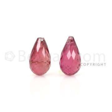 2 pcs - Medium Pink - Tourmaline Faceted Drops (AAA) - 10.23 cts. (TFD1085)