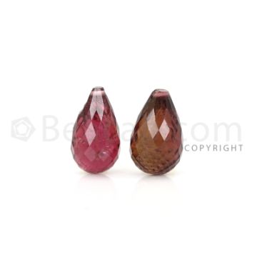 2 pcs - Medium Pink - Tourmaline Faceted Drops (AAA) - 10.54 cts. (TFD1086)