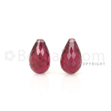 2 pcs - Medium Pink - Tourmaline Faceted Drops (AAA) - 10.04 cts. (TFD1087)