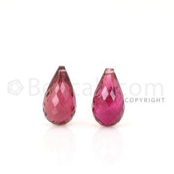 2 pcs - Medium Pink - Tourmaline Faceted Drops (AAA) - 8.99 cts. (TFD1088)