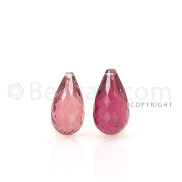 2 pcs - Medium Pink - Tourmaline Faceted Drops (AAA) - 9.91 cts. (TFD1089)