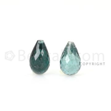 2 pcs - Medium Green - Tourmaline Faceted Drops (AAA) - 7.90 cts. (TFD1090)