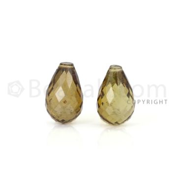 2 pcs - Light Brown - Tourmaline Faceted Drops (AAA) - 10.36 cts. (TFD1094)