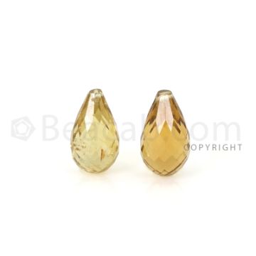 2 pcs - Medium Yellow - Tourmaline Faceted Drops (AAA) - 7.86 cts. (TFD1095)