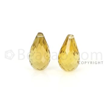2 pcs - Light Green - Tourmaline Faceted Drops (AAA) - 9.21 cts. (TFD1097)