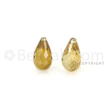 2 pcs - Light Yellow - Tourmaline Faceted Drops (AAA) - 6.47 cts. (TFD1098)