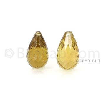 2 pcs - Light Green - Tourmaline Faceted Drops (AAA) - 11.26 cts. (TFD1099)