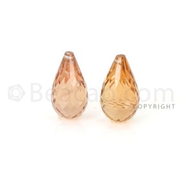 2 pcs - Light Brown - Tourmaline Faceted Drops (AAA) - 10.27 cts. (TFD1101)
