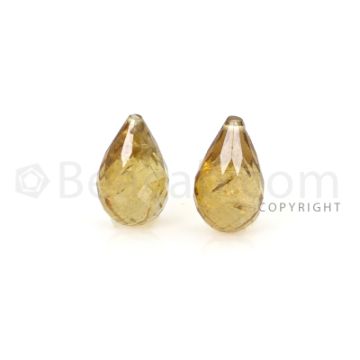 2 pcs - Light Brown - Tourmaline Faceted Drops (AAA) - 8.77 cts. (TFD1102)