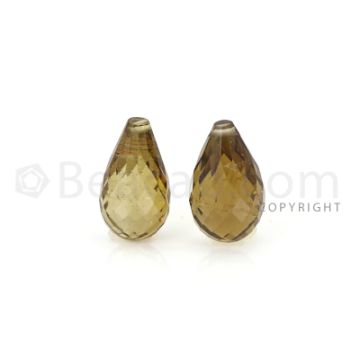 2 pcs - Light Brown - Tourmaline Faceted Drops (AAA) - 9.66 cts. (TFD1103)