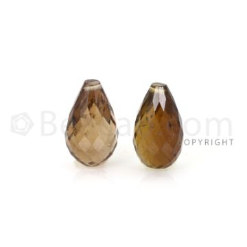 2 pcs - Light Brown - Tourmaline Faceted Drops (AAA) - 10.82 cts. (TFD1104)