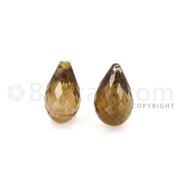 2 pcs - Light Brown - Tourmaline Faceted Drops (AAA) - 9.78 cts. (TFD1105)